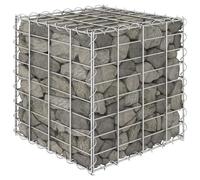 Berkfield Home Cube Gabion Raised Bed Steel Wire 40x40x40 cm in Silver | Size: 40 x 40 x 40 cm Berkfield Home Silver 40 x 40 x 40 cm