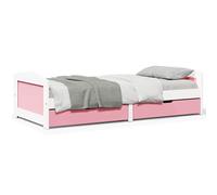 Berkfield Home Day Bed with 2 Drawers without Mattress IRUN White&Pink 90x200 cm in Pink Berkfield Home Pink 90x200 cm