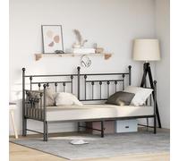 Berkfield Home Daybed Frame with Trundle Black 80x200 cm Steel Berkfield Home Black 80x200 cm