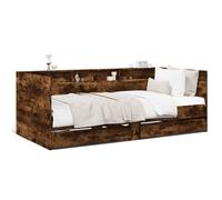 Berkfield Home Daybed with Drawers without Mattress Smoked Oak 100x200 cm in Brown Berkfield Home Brown 100x200 cm