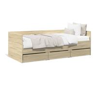 Berkfield Home Daybed with Drawers without Mattress Sonoma Oak 100x200 cm in Light Tan Berkfield Home Light Tan 100x200 cm