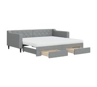 Berkfield Home Daybed with Trundle & Drawers Light Grey 90x190 cm Fabric Berkfield Home Grey 90x190 cm
