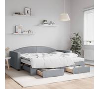 Berkfield Home Daybed with Trundle & Drawers Light Grey 90x190 cm Fabric Berkfield Home Grey 90x190 cm
