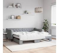 Berkfield Home Daybed with Trundle Light Grey 90x190 cm Fabric Berkfield Home Grey 90x190 cm