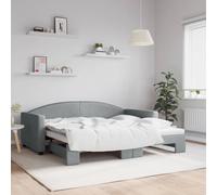 Berkfield Home Daybed with Trundle Light Grey 90x190 cm Fabric Berkfield Home Grey 90x190 cm