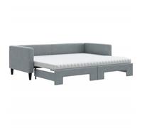 Berkfield Home Daybed with Trundle & Mattresses Light Grey 90x190 cm Fabric Berkfield Home Grey 90x190 cm