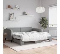 Berkfield Home Daybed with Trundle & Mattresses Light Grey 90x190 cm Fabric Berkfield Home Grey 90x190 cm