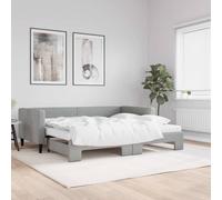 Berkfield Home Daybed with Trundle & Mattresses Light Grey 90x190 cm Fabric Berkfield Home Grey 90x190 cm