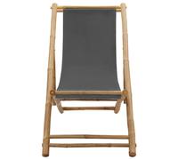 Berkfield Home Deck Chair Bamboo & Canvas Dark Grey Berkfield Home Grey