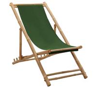 Berkfield Home Deck Chair Bamboo & Canvas Green Berkfield Home Green