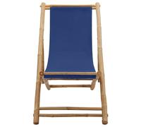 Berkfield Home Deck Chair Bamboo & Canvas Navy Blue Berkfield Home Blue