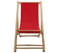 Berkfield Home Deck Chair Bamboo & Canvas Red Berkfield Home Red