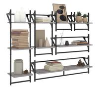 Berkfield Home Decorative 6 Piece Wall Shelf Set with Bars Grey Sonoma Engineere Berkfield Home Grey