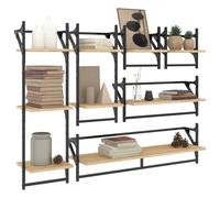 Berkfield Home Decorative 6 Piece Wall Shelf Set with Bars Sonoma Oak Engineered Wood in Brown Berkfield Home Brown