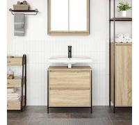 Berkfield Home Decorative Bathroom Basin Cabinet with Drawers Sonoma Oak 60x34.5 in Brown Berkfield Home Brown