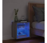 Berkfield Home Decorative Bedside Cabinet with LED Lights Wall-mounted Grey Sonoma Berkfield Home Grey