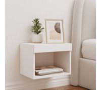 Berkfield Home Decorative Bedside Cabinet with LED Lights Wall-mounted White Berkfield Home White