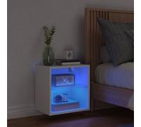 Berkfield Home Decorative Bedside Cabinet with LED Lights Wall-mounted White Berkfield Home White