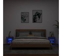Berkfield Home Decorative Bedside Cabinets with LED Lights Wall-mounted 2 pcs Br in Brown Berkfield Home Brown