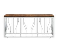 Berkfield Home Decorative Coffee Table Stainless Steel & Solid Wood Reclaimed in Silver Berkfield Home Silver