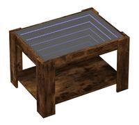 Berkfield Home Decorative Coffee Table with LED Smoked Oak 73x53x45 cm Engineere in Brown | Size: 73 x 53 x 45 cm Berkfield Home Brown 73 x 53 x 45 cm