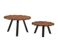 Berkfield Home Decorative Coffee Tables 2 pcs Solid Wood Reclaimed & Iron in Brown Berkfield Home Brown