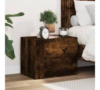 Berkfield Home Decorative Wall-mounted Bedside Cabinet Smoked Oak 45x30x35 cm in Brown | Size: 45 x 30 x 35 cm Berkfield Home Brown 45 x 30 x 35 cm