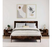 Berkfield Home Decorative Wall-mounted Bedside Cabinets 2 pcs Smoked Oak 45x30x35 cm in Brown | Size: 45 x 30 x 35 cm Berkfield Home Brown 45 x 30 x 35 cm