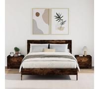 Berkfield Home Decorative Wall-mounted Bedside Cabinets 2 pcs Smoked Oak 45x30x35 cm in Brown | Size: 45 x 30 x 35 cm Berkfield Home Brown 45 x 30 x 35 cm