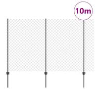 Berkfield Home Dependable Chain Link Fence with 20 U Posts Grey 1.5x10 m Steel Berkfield Home Grey
