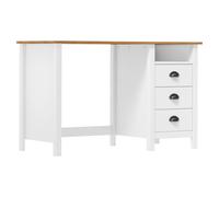 Berkfield Home Desk Hill with 3 Drawers 120x50x74 cm Solid Pine Wood in White | Size: 120 x 50 x 74 cm Berkfield Home White 120 x 50 x 74 cm