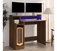 Berkfield Home Desk with LED Lights Brown Oak 97x45x90 cm Engineered Wood | Size: 97 x 45 x 90 cm Berkfield Home Brown 97 x 45 x 90 cm