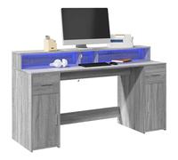 Berkfield Home Desk with LED Lights Grey Sonoma 160x55x91 cm Engineered Wood | Size: 160 x 55 x 91 cm Berkfield Home Grey 160 x 55 x 91 cm