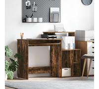 Berkfield Home Desk with Storage Smoked Oak 120.5x44x88.5 cm Engineered Wood in Brown Berkfield Home Brown 120.5x44x88.5 cm