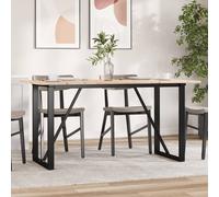Berkfield Home Dining Table O-Frame 160x80x75 cm Solid Wood Pine & Steel in Brown | Size: 160 x 80 x 75 cm Berkfield Home Brown 160 x 80 x 75 cm