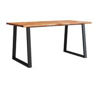 Berkfield Home Dining Table with Live Edge 160x80x75 cm Solid Wood Acacia in Brown | Size: 160 x 80 x 75 cm Berkfield Home Brown 160 x 80 x 75 cm