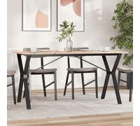 Berkfield Home Dining Table Y-Frame 160x80x75 cm Solid Wood Pine & Steel in Brown | Size: 160 x 80 x 75 cm Fimous Brown 160 x 80 x 75 cm