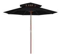 Berkfield Home Double Decker Parasol with Wooden Pole Black 270 cm Berkfield Home Black