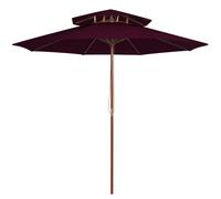 Berkfield Home Double Decker Parasol with Wooden Pole Bordeaux Red 270 cm Berkfield Home Red