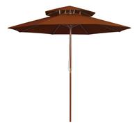 Berkfield Home Double Decker Parasol with Wooden Pole Terracotta 270 cm in Brown Berkfield Home Brown