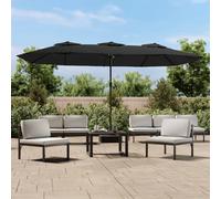 Berkfield Home Double-Head Parasol with LEDs Black 449x245 cm Berkfield Home Black 449x245 cm