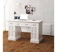Berkfield Home Double Pedestal Desk White 140x48x80 cm | Size: 140 x 48 x 80 cm Berkfield Home White 140 x 48 x 80 cm