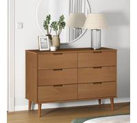 Berkfield Home Drawer Cabinet MOLDE Brown 113x40x80 cm Solid Wood Pine | Size: 113 x 40 x 80 cm Berkfield Home Brown 113 x 40 x 80 cm
