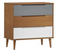 Berkfield Home Drawer Cabinet MOLDE Brown 80x40x80 cm Solid Wood Pine | Size: 80 x 40 x 80 cm Berkfield Home Brown 80 x 40 x 80 cm