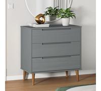 Berkfield Home Drawer Cabinet MOLDE Grey 80x40x80 cm Solid Wood Pine | Size: 80 x 40 x 80 cm Berkfield Home Grey 80 x 40 x 80 cm