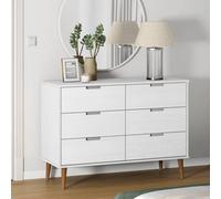 Berkfield Home Drawer Cabinet MOLDE White 113x40x80 cm Solid Wood Pine | Size: 113 x 40 x 80 cm Berkfield Home White 113 x 40 x 80 cm
