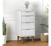 Berkfield Home Drawer Cabinet MOLDE White 40x35x82 cm Solid Wood Pine | Size: 40 x 35 x 82 cm Berkfield Home White 40 x 35 x 82 cm