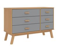 Berkfield Home Drawer Cabinet OLDEN Grey & Brown Solid Wood Pine Berkfield Home Grey