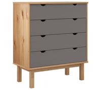 Berkfield Home Drawer Cabinet OTTA Brown&Grey 76.5x39.5x90cm Solid Wood Pine in Grey | Size: 76.5x39.5x90 cm Berkfield Home Grey 76.5x39.5x90 cm