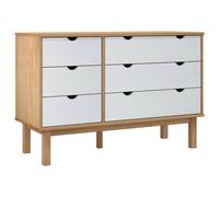 Berkfield Home Drawer Cabinet OTTA Brown&White 111x43x73.5cm Solid Wood Pine | Size: 111x43x73.5 cm Berkfield Home Multicolor 111x43x73.5 cm